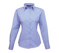 Premier Women's Poplin Long Sleeve Blouse Casual Staff Office Plain PR300