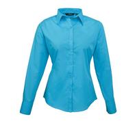 Premier Women's Poplin Long Sleeve Blouse Casual Staff Office Plain PR300