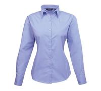 Premier Women's Poplin Long Sleeve Blouse - Mid Blue