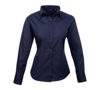 Premier Women's Poplin Long Sleeve Blouse - Navy