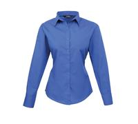 Premier Women's Poplin Long Sleeve Blouse PR300 - Ladies Plain Work Shirt