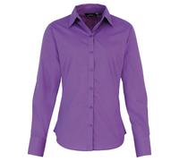 Premier Women's Poplin Long Sleeve Blouse PR300 - Ladies Plain Work Shirt (B)
