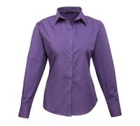 Premier Women's Poplin Long Sleeve Blouse - Purple