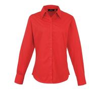 Premier Women's Poplin Long Sleeve Blouse - Red