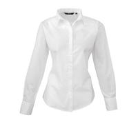 Premier Women's Poplin Long Sleeve Blouse White Semi Fitted Easycare BSCI Reach