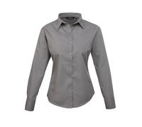 Premier Womens/Ladies Poplin Long-Sleeved Blouse (6) (Dark Grey)