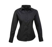 Premier Women's Poplin Long-Sleeved Blouse in Black | Size: 5XL Premier Black 5XL