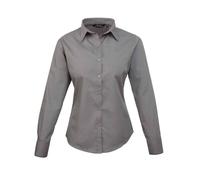 Premier Women's Poplin Long-Sleeved Blouse in Dark Grey | Size: 4XL Premier Dark Grey 4XL