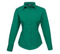 Premier Women's Poplin Long-Sleeved Blouse in Emerald | Size: 16 Premier Emerald 16