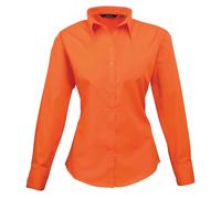Premier Women's Poplin Long-Sleeved Blouse in Orange | Size: 8 Premier Orange 8