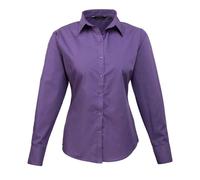 Premier Women's Poplin Long-Sleeved Blouse in Purple | Size: Medium Premier Purple M