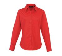 Premier Women's Poplin Long-Sleeved Blouse in Red | Size: Large Premier Red L