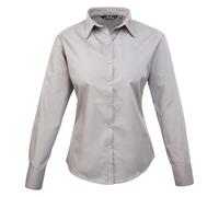 Premier Women's Poplin Long-Sleeved Blouse in Silver | Size: 18 Premier Silver 18