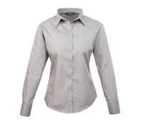 Premier Women's Poplin Long-Sleeved Blouse in Silver | Size: Medium Premier Silver M