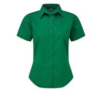 Premier Women's poplin Short Sleeve Blouse, Ladies Plain Work Shirt-Emerald-Size 24