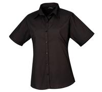 Premier Women's Poplin Short-Sleeved Blouse in Black | Size: 5XL Premier Black 5XL