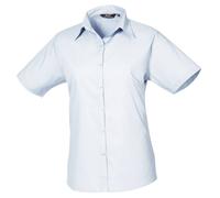 Premier Women's Poplin Short-Sleeved Blouse in Light Blue | Size: 4XL Premier Light Blue 4XL