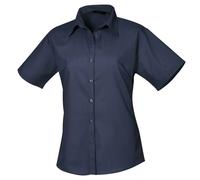 Premier Women's Poplin Short-Sleeved Blouse in Navy | Size: XL Premier Navy XL