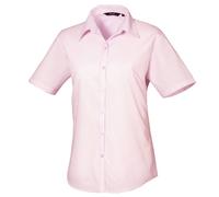 Premier Women's Poplin Short-Sleeved Blouse in Pink | Size: 2XS Premier Pink 2XS