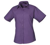 Premier Women's Poplin Short-Sleeved Blouse in Purple | Size: Small Premier Purple S