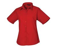Premier Womens/Ladies Poplin Short-Sleeved Blouse (Red) - Size 20 UK
