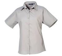 Premier Women's Poplin Short-Sleeved Blouse in Silver | Size: 2XL Premier Silver 2XL