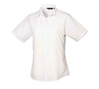 (12 UK, White) Premier Womens/Ladies Poplin Short-Sleeved Blouse
