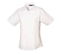 Premier Women's Poplin Short-Sleeved Blouse in White | Size: 2XS Premier White 2XS