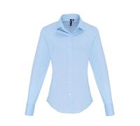 Premier Women's Poplin Stretch Long-Sleeved Shirt in Pale Blue | Size: 10 Premier Pale Blue 10