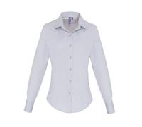 Premier Women's Poplin Stretch Long-Sleeved Shirt in Silver | Size: 10 Premier Silver 10