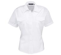 Premier Women's Short Sleeve Pilot Blouse Plain Work Shirt in White | Size: 22 Premier White 22