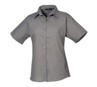 Premier Women's Short Sleeve Poplin Blouse - Dark Grey