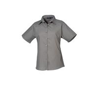 Premier Women's short sleeve poplin blouse - Fitted styling with soft collar (A)
