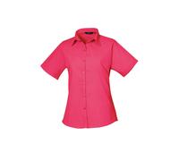 Premier Womens Short Sleeve Poplin Blouse Formal Easy Care Shirt Staff Work Wear
