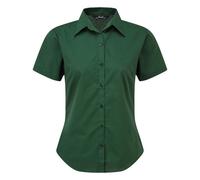 Premier Women's Short Sleeve Poplin Blouse Plain Work Shirt in Bottle Green | Size: 16 Premier Bottle Green 16