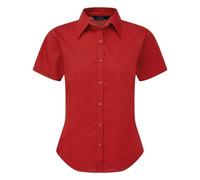 Premier Women's Short Sleeve Poplin Blouse Plain Work Shirt in Dark Red | Size: 20 Premier Dark Red 20