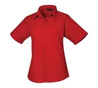 Premier Women's Short Sleeve Poplin Blouse - Red