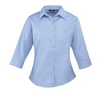 Premier Women's ¾ sleeve poplin blouse - Soft collar styling, Rounded bottom hem