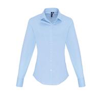 Premier Women's Stretch Fit Poplin Long Sleeve Blouse in Pale Blue | Size: Large Premier Pale Blue L