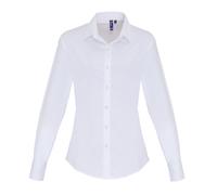 Premier Women's Stretch Fit Poplin Long Sleeve Blouse in White | Size: 3XL Premier White 3XL