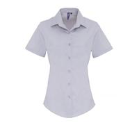 Premier Women's Stretch Short-Sleeved Formal Shirt in Silver | Size: XL Premier Silver XL