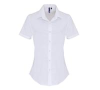 Premier Women's Stretch Short-Sleeved Formal Shirt in White | Size: Large Premier White L