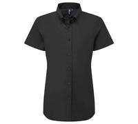 Premier Women's Supreme Oxford Short-Sleeved Formal Shirt in Black | Size: 5XL Premier Black 5XL