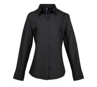 Premier Women's Supreme Poplin Long-Sleeved Formal Shirt in Black | Size: 18 Premier Black 18