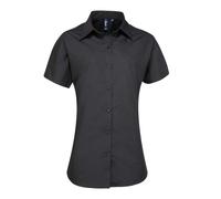Premier Womens/Ladies Supreme Heavy Poplin Short Sleeve Work Shirt (8) (Black)