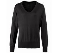 Premier Women's V-Neck Knitted Sweater Top in Black | Size: 14 Premier Black 14