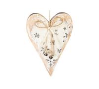 Premier Wood Heart Christmas Decoration Gold (19.5Cm)