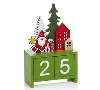 Premier Wooden Christmas Childrens Advent Countdown Calendar Santa Design 15cm Tall Green