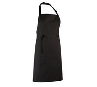Premier Workwear Adults/Unisex Plain Polycotton Bib Apron with Plain Front NO Pocket (Black)
