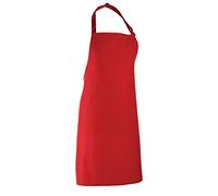 Premier Workwear Adults/Unisex Plain Polycotton Bib Apron with Plain Front NO Pocket (Red)